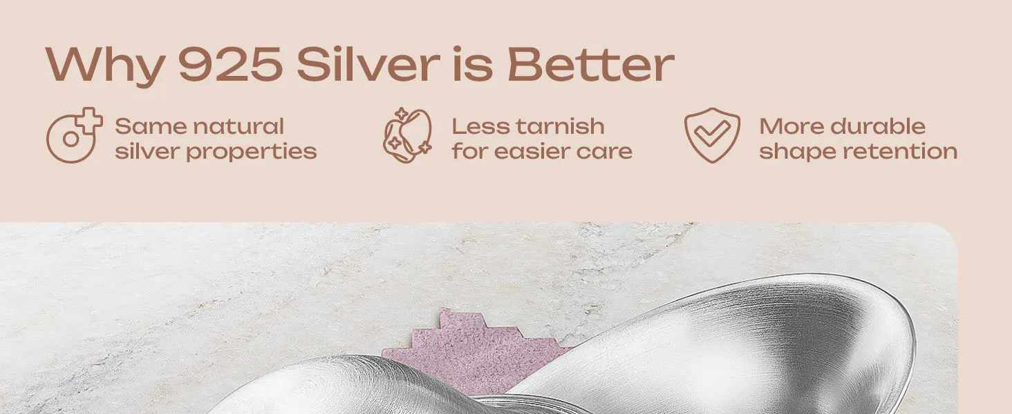 nipple covers breast feeding pads up close and slogan 925 silver is better