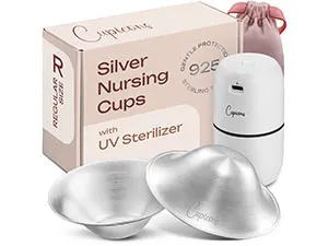 mother feeding baby holding breast feeding nipple relief cups